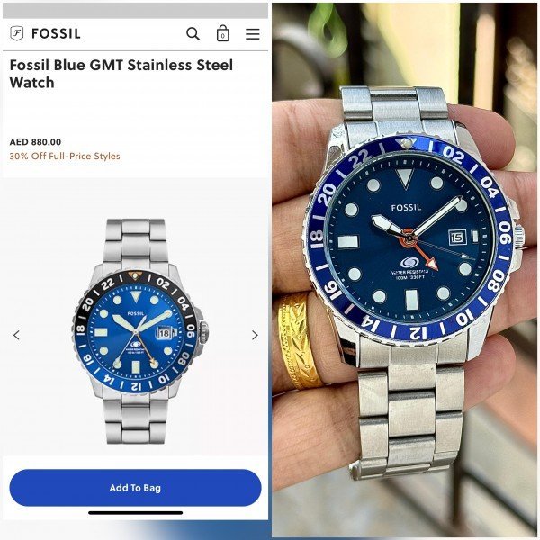 Fossil Fb 03 silver Blue Metal Watch