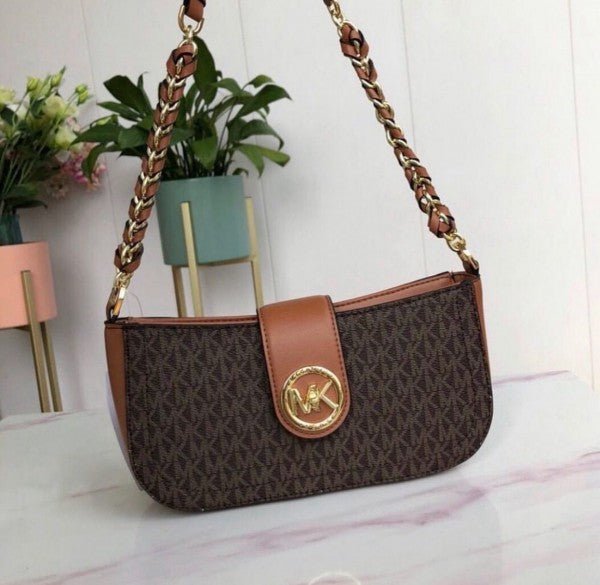 Branded  MK CARMEN SHOULDR BROWN WITH BOX BAG (mk-1127)