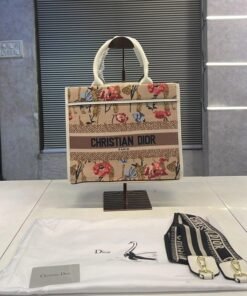 Branded CD Mini Tote Bag With Dust Bag Flower Print