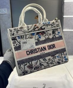 Branded CD Mini Tote Bag With Dust Bag Flower Print